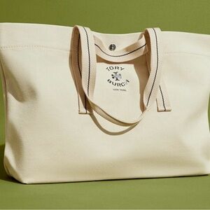 Authentic Tory Burch Natural Beige large canvas tote brand new